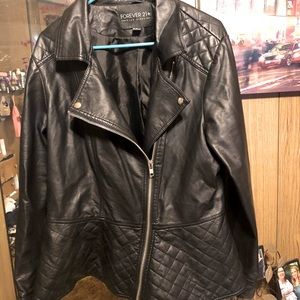 Black peplum leather jacket